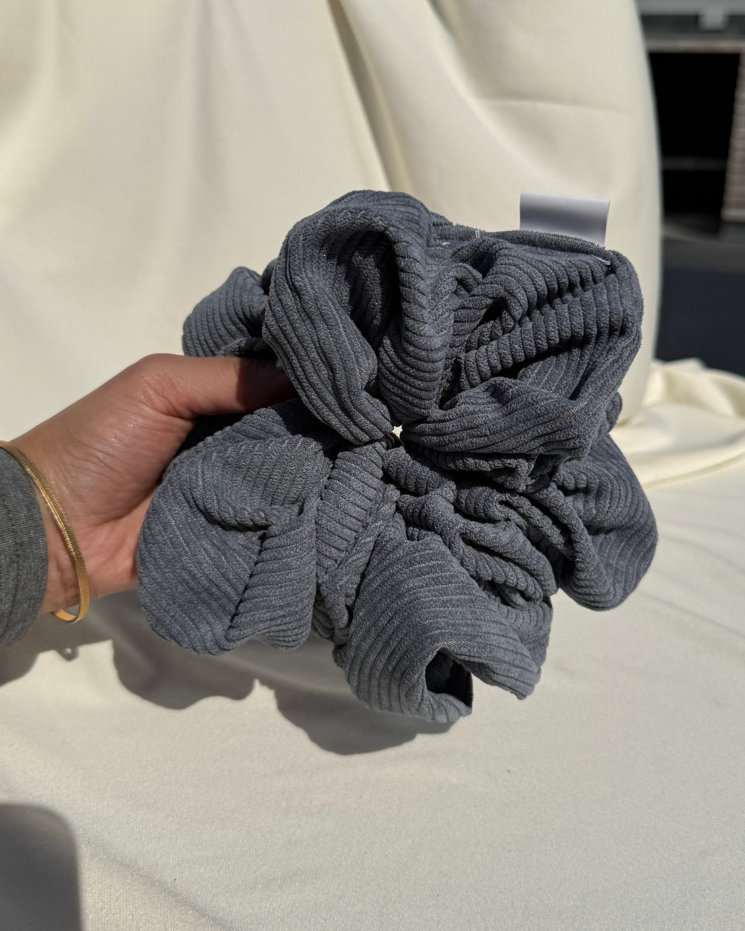 Muted Blue Corduroy Scrunchie