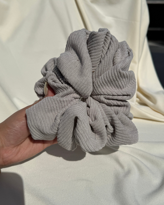 Grey Corduroy Scrunchie