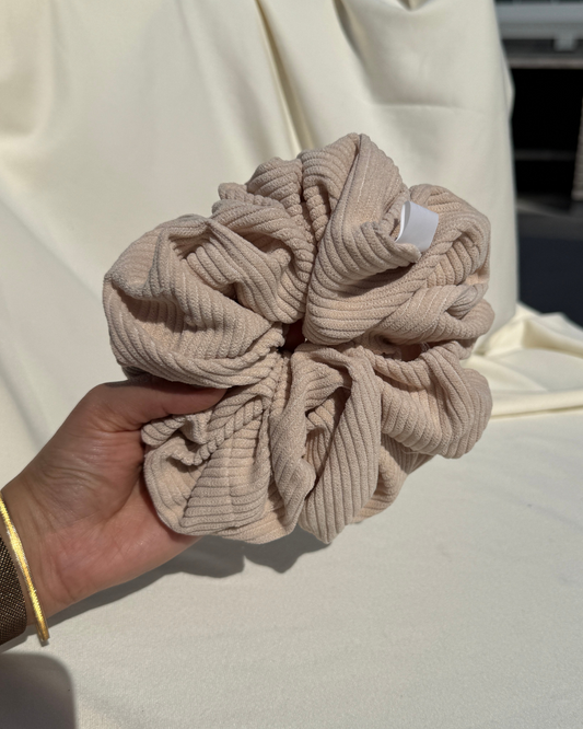 Tan Corduroy Scrunchie
