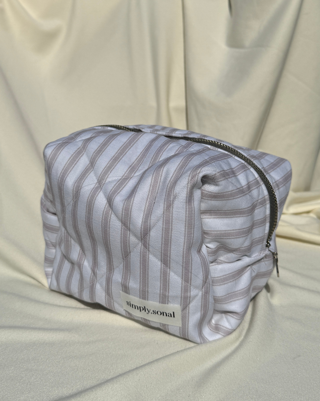 Neutral & Grey Stripes Pouch