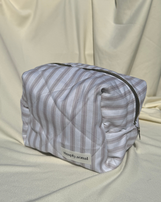 Neutral & Grey Stripes Pouch
