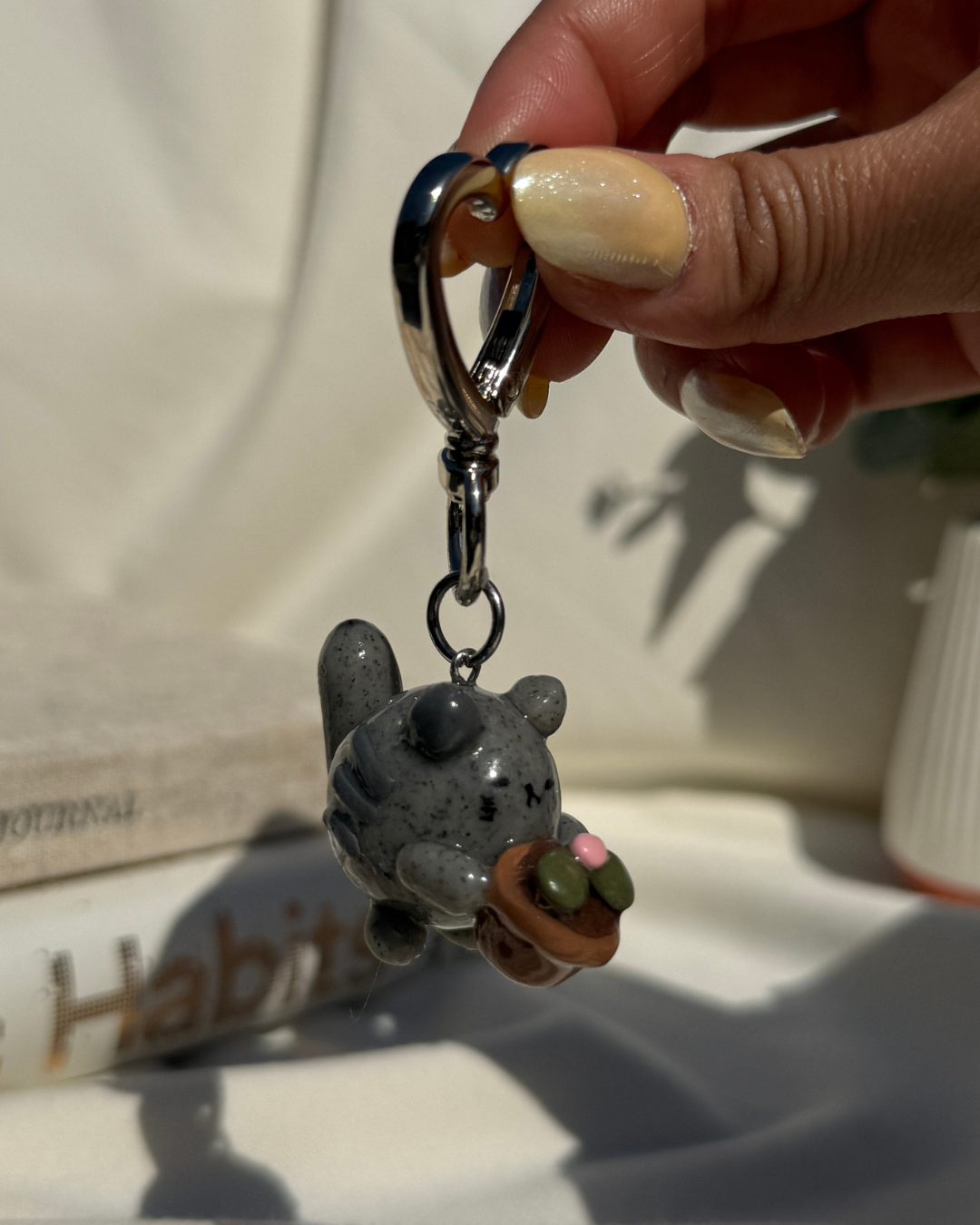 Succulent Cat Keychain