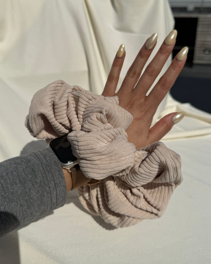Tan Corduroy Scrunchie